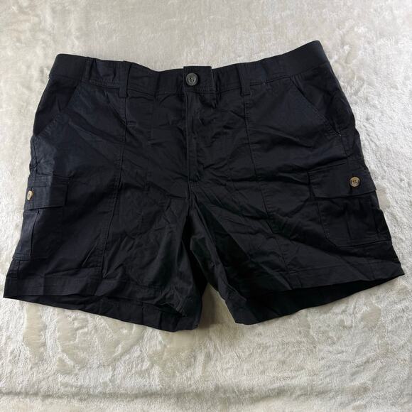 Lee Pants - Lee Regular Fit Mid Rise Cargo Shorts Women's Size 18 Medium Black